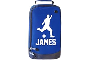 ABSOLUTELY TOP Personalised Childrens Football Boot Bag Boys Footy Kids Sports Rugby Pe Kit, Deep Sea Blue/White Print