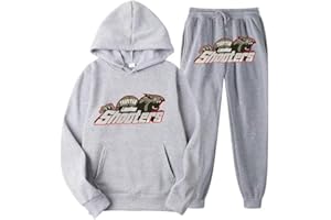 LIAOPUFUS Chándal Hombre Trap Star Sudadera Deportiva con Capucha y Pantalón Largo Imprea Letras