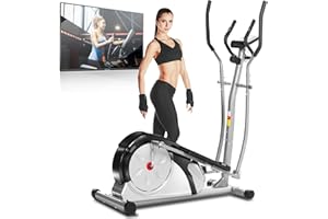 Profun Crosstrainer für Zuhause, Ellipsentrainer mit 8 Magnet Widerstandsstufen, Pulsfrequenz Griffe, LCD-Monitor, Smooth Quiet Driven Elliptische Trainer Maschines 150kg Max Kapazität Gewicht