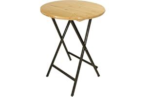 DEGAMO Stehtisch ZÜRICH 78cm rund, Stahlgestell grau + Holzplatte, klar lackiert, klappbar