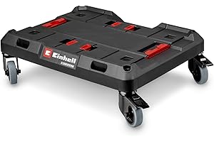 Original Einhell carrellino E-Case (max. 120 kg, rotelle girevoli bloccabili, abbinabili al sistema Einhell E-Case per il trasporto di valigie e scatole, con fissaggio per cinghie)