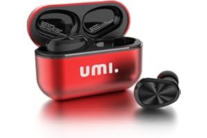 Umi Kopfhörer-W5s-Bluetooth 5.2-IPX7 Kabellose In-Ear-Kopfhörer für iPhone Samsung, Huawei mit Patentiertem Intelligenten Metall-Ladeetui(Rot)