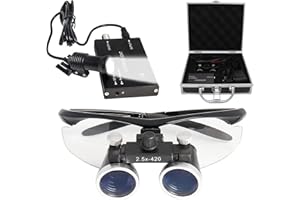 DDASAM Occhiali ingrandimento,Lente d'Ingrandimento Dentale, dental loupe,lampada dentale2,6x Occhialini Binoculari Medici Chirurgici Dentali con Faro LED per Chirurgia Odontoiatrica