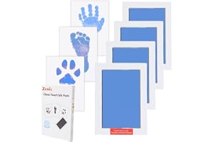 Zemiu Handavtryck och fotavtryck baby-avtrycksset, handavtryck, baby, idealisk storlek upp till baby 0–18 månader, 10 cm x 15 cm, 4 st ren touch-stämpelkuddar för nyfödda/baby shower