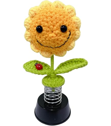 KINHARD Wiebelkop figuur auto, geweven zonnebloem-dashboarddecoraties