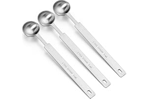 Ouligay 3 cucharas medidoras de acero inoxidable de 5 ml, cucharas dosificadoras, cucharadas de cucharadita, cucharas dosificadoras de café para medir ingredientes líquidos y secos para el juego de