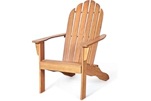 KOMFOTTEU Fauteuil Adirondack, Bois d’Acacia, Chaise de Jardin, Charge de 160 kg, Design Ergonomique, Chaise de feu de Camp, Sièges en Terrasse avec Dossier et Accoudoirs (Naturel)