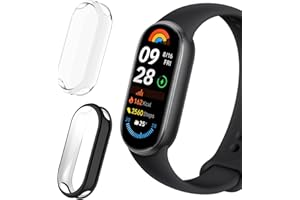 ToVioc [2 Stück] Hülle mit Schutzfolie Kompatibel mit Xiaomi Mi Band 9, Anti-Kratzfest, Vollschutz Shell, Flexible TPU Schutzhülle für Xiaomi Smart Band 9 - Schwarz & Transparent