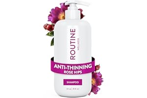 Routine Wellness Anti-Thinning Shampoo for Thinning Hair - Biotin DHT Blocker Women & Men - Color Safe Shampoo for Hair Loss & Healthy Growth - Rose Hips - 14oz