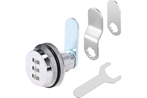 youtu® Lock Cabinet Mechanical Locking Rotary Tongue Locks Combination Cam Lock Drawer Password Code to 3 Numbers 90 Degree Rotary Digital for Cupboard Drawer Letter Box (11-23 mm)