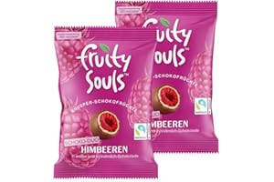 FruitySouls - Gefriergetrocknete Himbeeren mit Schokolade | Schokoduo 2er Pack (160g) | Schokolierte Früchte | mit knackigem Schokomantel (Vollmilch & weiße Schokolade) | Schokofrüchte