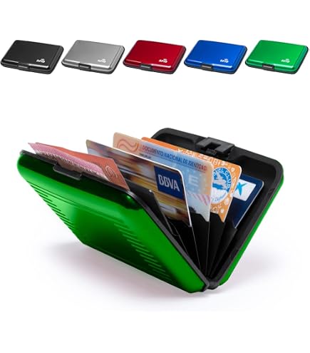 HSAJS Porte-Cartes Bancaire Anti-RFID Métal Aluminium - Étui Rigide 12 Cartes Pour Homme Et Femme