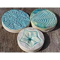 Set Keramik Tischdeko Dekosteine Blau Türkis Flieder Gartendeko Wohndekoration