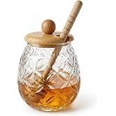 Deconox Glass Honey Jar with Bamboo Lid &ndash; 350ml | Spoon & Stylish Presentation Jar | Glass Honey Storage Container with Natural Wooden Lid