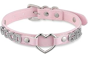 ADEMISHIA Black Heart O-Ring Letter Choker Necklace for Women, Punk Handmade PU Leather Lead Collar Adjustable Gothic Jewerly