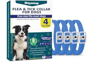 Woyamay Collier Anti Puces pour Chien, 4 Paquet Réglable Résistant à l'eau Collier Chien Anti Puces et Tiques, 8 Mois Naturel Collier Anti Tique Chien pour Chien Toutes Races et Tous âges - Bleu