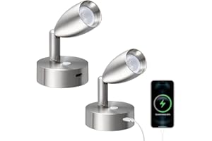 ‎ACEGOO acegoo 12 V Spot Reading Lamp with Type C Quick Charger Motorhome LED Dimmable Bed Lamp, Flexible DC 24 V 3200 K Wall Mounting, for Boat, Caravan, Camper, Van, Yacht, Interior Lighting (Brushed