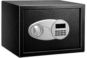 Amazon Basics Steel Security Safe with Digital Keypad - Secure Money, Cash, Jewelry, ID Documents, 14 Litres, 35cm W x 25cm D x 25cm H, Black