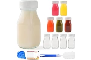 V·COLOKISHI 9 Stück 100 ml Kleine Milchflaschen zum Befüllen, Shot Flaschen zum Befüllen, Transparenz Mini Glasflaschen, Glassaftflasche, Shot Gläser, Trinkbehälter für Party, Schule, Picknicks, Hochzeit, Reisen