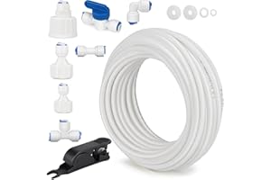 TIGERKINWIT Kühlschrankschlauch 15m Wasserzulaufleitung Universal Anschluss Set Wasserzulaufleitung Wasserschlauch Schlauchverbinder für Umkehrosmoseanlage Kühlschrank Wasserfilter Schlauchverbinder(1/4")