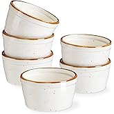 ONEMORE Ramekins Set of 6, 170ml - Oven/Microwave/Dishwasher Safe Ceramic Small Bowls Set for Entertaning - Rustic Speckled, 