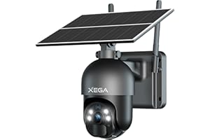Xega 3G/4G LTE Telecamera Solare Esterno con SIM Scheda 2K HD 355°/95° PTZ Telecamere Senza Fili con Pannello Solare Batterie Visione Notturna Rilevamento del Movimento Audio Bidirezionale Rotazione