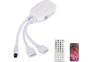 Récepteur Bluetooth, ALED LIGHT Télécommande IR 40 Touches + Contrôleur Bluetooth, pour Ruban LED Bande RGB Contrôlé par APP Smartphone IOS/Android ou Contrôlée par Télécommande IR