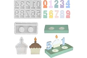 ‎WISIRENT 3 Stück Silikonformen Gießformen Geburtstag Set WISIRENT, Silikonform Zahlen Kerzenhalter 0-9 Silikonform Kerzenhalter mit Sockel, Silikonform Kuchen Kerzenhalter Gießform Geburtstag für Diy Kerzen