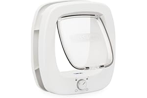 PetSafe Gatera con Microchip - Puerta para Mascotas Interior y Exterior - Bloqueo de 4 Modos y Cierre Suave - para Gatos y Perros Pequeños de hasta 11kg