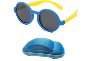 YAMEIZE Kid Piccoli e Cute - Occhiali da Sole Polarizzati Rotondi per Boys Girls dai 3 ai 10 anni Occhiali per Bambini con Protezione UV400 in Gomma Flessibile