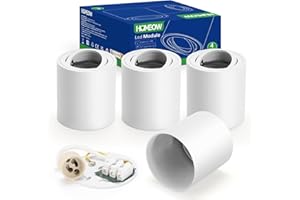 HOMEOW Lot de 4 Spot Plafonnier Blanc, Spot LED en Saillie Orientable, avec Douille GU10, Spot Plafond en Aluminium, Ø80x85mm Plafonnier Spot pour Modules GU10 et LED, Rond