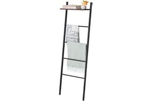 HOOBRO Portasciugamani, Portasalviette Bagno, con 4 Barre e 1 Ripiani, 41 x 20 x 156 cm, per Sciarpe, Coperte, Vestiti, Struttura in Metallo EBF73CJ01G1