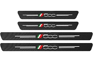EAGLEG 4Pcs Voiture Fibre de Carbone Plinthes Autocollant, pour FI-at 500 500C 500X 500L Panda Bravo, Kick Plates Anti-Rayures Protecteur PéDale Seuil Porte,Car Style Intérieur Accessoires,500