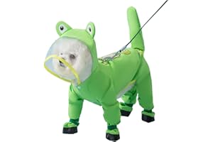 PETCUTE Chubasquero para Perros con Capucha,Ajustable Impermeables para Perros con Banda Reflectante,Cuatro Patas,Ligero Impermeable Chaqueta para Perros Pequeños y Medianos