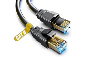 Akake Cable Ethernet Cat 8, 0,5 m, 1 m, 2 m, 3 m, 5 m, 6 m, 9 m, 12 m, 15 m, 18 m, 30 m, cable LAN profesional blindado en pared, interior y exterior (1.5M) negro