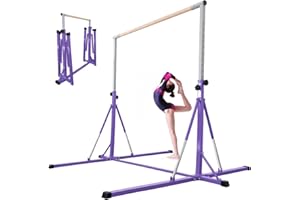 FC FUNCHEER Gymnastic bar for Kids Ages 5-20 Gymnastic Horizontal bar Gymnastic kip bar - Height 35.4" to 59"/45" to 71" - 5FT/6FT Base Length - Super Sturdy Gymnastic Equipment for Home and Gym