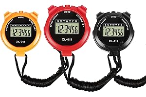 Xrten 3 Stück Sport-Stoppuhren,Handheld Digital Stoppuhr Timer,Digital Sport Stoppuhr Timer für Datum,Uhrzeit und Alarmfunktionen,wasserdichte Sport Stoppuhr für Schwimmen,Laufen und Sporttraining