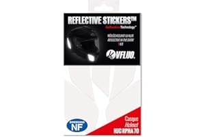 VFLUO RPHA70™, kit de 4 Autocollants rétro réfléchissants fabriqués pour HJC RPHA70™ et adaptables à Tous Les Casques, Technologie 3M ™, Blanc