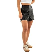 Pantalon Ajusté Enduit Noir Femme