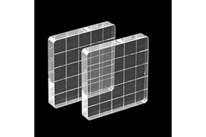 Hosifiy Set of 2 Stamp Set, Acrylic Block for Silicone Stamps, 5 x 5 cm, Rectangular Acrylic Stamp Block Set with Grid Lines, Transparent Acrylic Block, Stamp Punching Blocks for Scrapbooking & Crafts