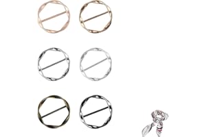 beidaiby 6 Pcs Scarf Ring Clip,Scarf Rings for Women,Metal T-shirt Clips,Ring Scarf Buckle,Circle Corner Knotted Button Shawl Buckle,Adjustable Shirt Waist Cincher Clips for Women Girls