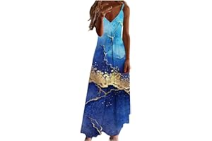 ZEIAYUAS Women Summer Spaghetti Strap Dresses Floral Print Dress Sleeveless V Neck Maxi Sundress Ladies Casual Swing Tank Beach Cover Up Holiday Work Party Boho Long Dresses UK