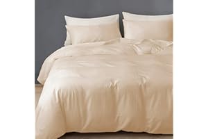 GREATOYAR Juego de Nórdica,Juego de Funda de Edredón, Set de 4 Piezas, 1 Funda Nórdica, 1 Sábana Bajera Ajustable, 2 Fundas de Almohada, Poliéster, Transpirable, Cama 150cm, Beige