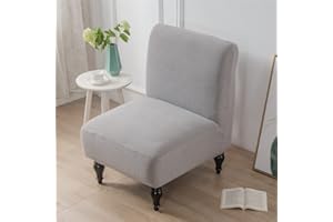 Highdi Jacquard Fodera Copripoltrona Senza Braccioli Elasticizzato, Copridivano Coprisedie Accent con Schienale 1 Posto Lavabili Removibili Coprisedia per Sala da Pranzo Soggiorno (Grigio Chiaro)