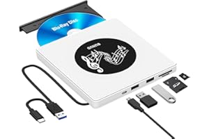 ‎BUNUD BUNUD Externes Blu Ray Laufwerk, USB 3.0 Bluray Brenner Extern USB C Externe Blu-ray Laufwerk mit 2 USB & SD/TF Slots, Externe Bluray laufwerke für PC Laptop Windows 11/10 Mac MacBook