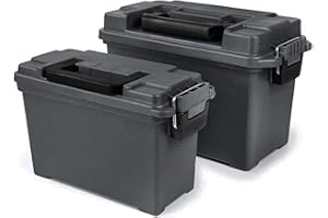 VicBre Munitionskiste Ammo Storage Box，Kunststoff Schwarz Munitionsbox für Pistole, Gewehr, Schrotflinte Combo 2 Pack