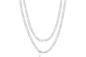 Bandmax Chaîne Collier Figaro pour Homme Femme, Maille Alternée 4mm/6mm/9mm en Acier Inoxydable/Plaqué Or, Longeur de 36cm/46cm/50cm/56cm/61cm/66cm/71cm/76cm