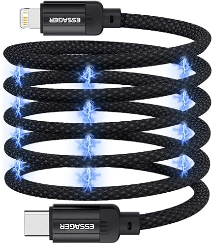 ESSAGER Cavo USB C Magnetico A Spirale, Ricarica Veloce 29W 3A, Trasferimento Dati USB 2.0 480Mb/s, Design A L, Chip E-Marker, Lunghezza 1m, Compatibile Con IPhone 15/14/13/12 E Altri - 6