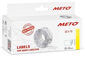 Meto etiquetas para etiquetadoras manuales (22x12 mm, 1 línea, blanco, 6000 unidades, adherencia permanente multifunción - congelación, para Meto, Contact, Sato, Avery, Tovel, Samark, etc.)