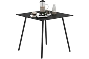 Outsunny Garden Dining Table for 4 Person, Square Outdoor Table with Easy Clean Slat Top, Rust Resistant Steel Frame, for Terrace, Balcony, 80 x 80 x 74 cm, Black